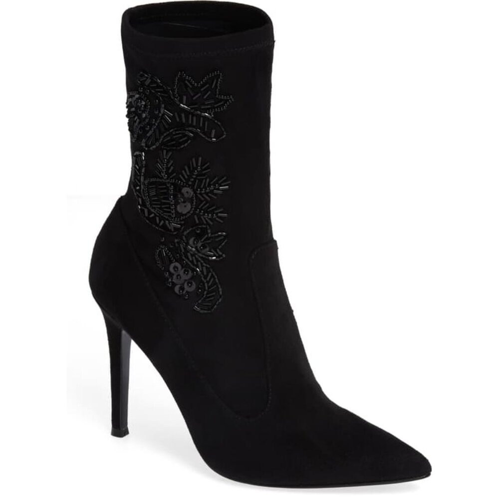 Nina - Black Pointed Booties - New